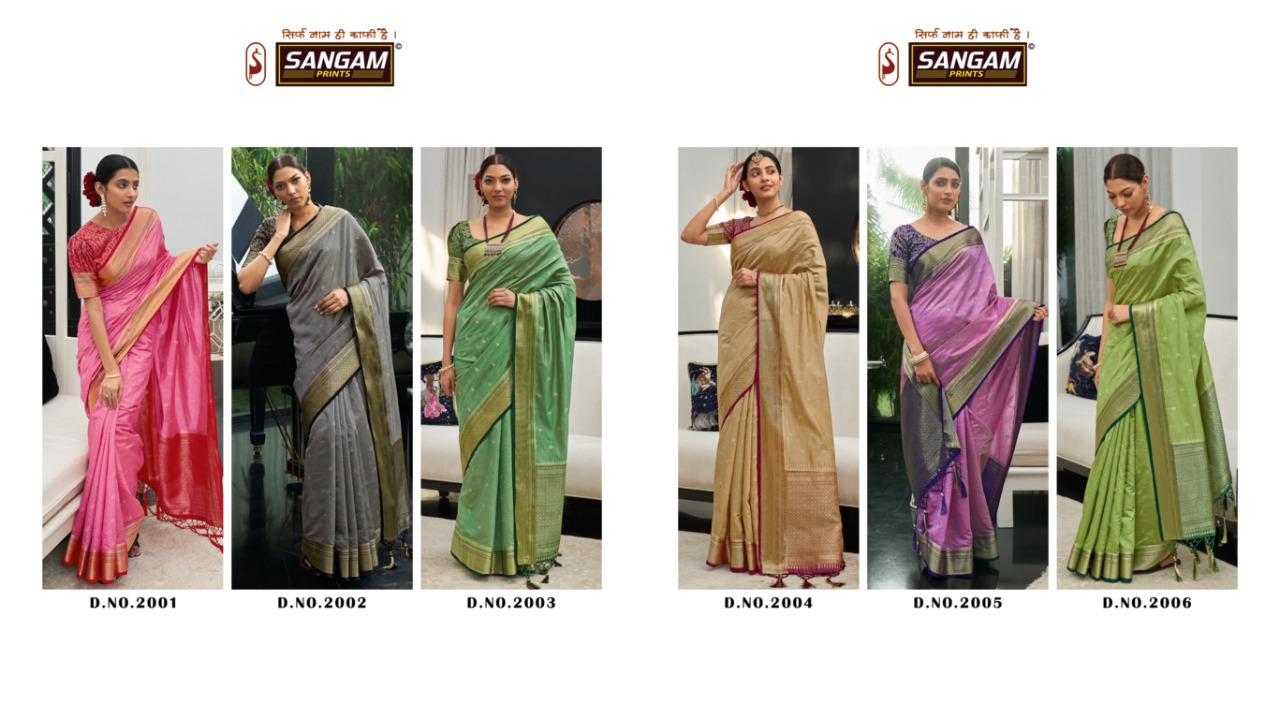 sangam print kashvi silk silk graceful look saree catalog