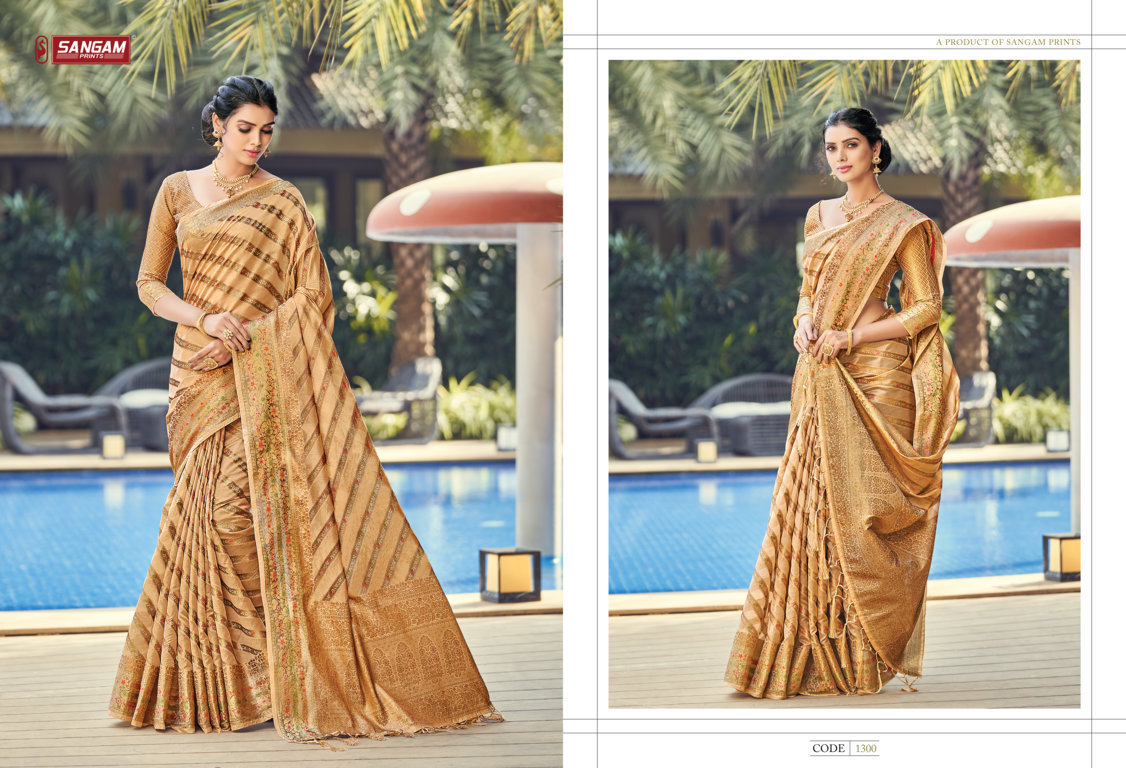 sangam print raj laxmi organza graceful look saree catalog