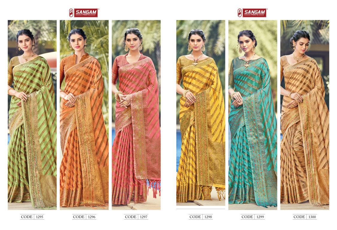 sangam print raj laxmi organza graceful look saree catalog