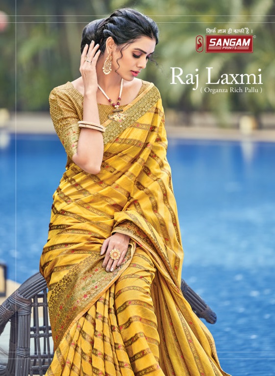 sangam print raj laxmi organza graceful look saree catalog