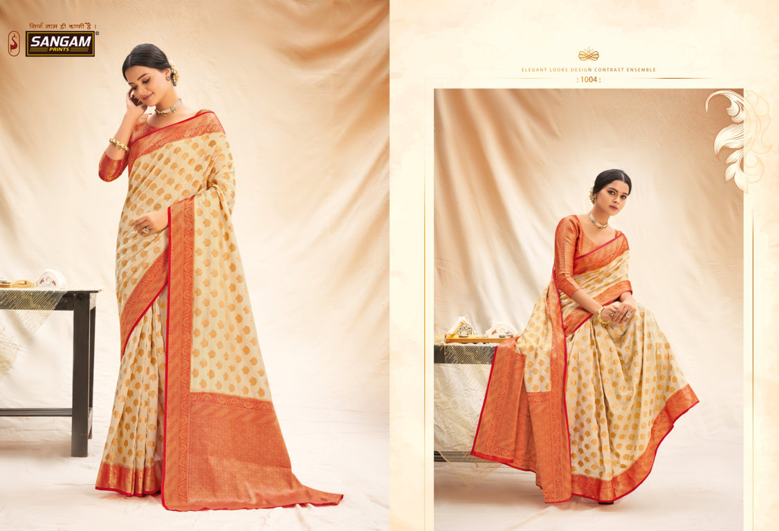 sangam print Sangneri Silk silk elegant look saree catalog