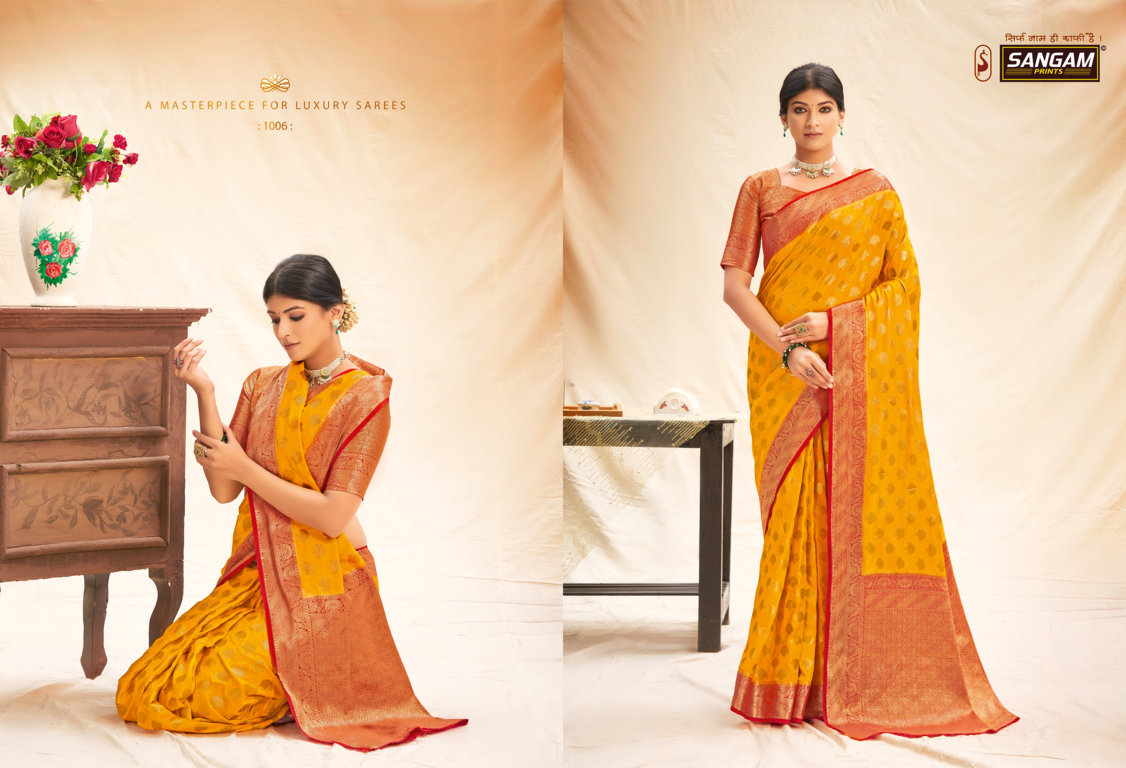 sangam print Sangneri Silk silk elegant look saree catalog