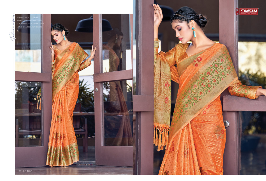 sangam print sejal organza elegant look saree catalog