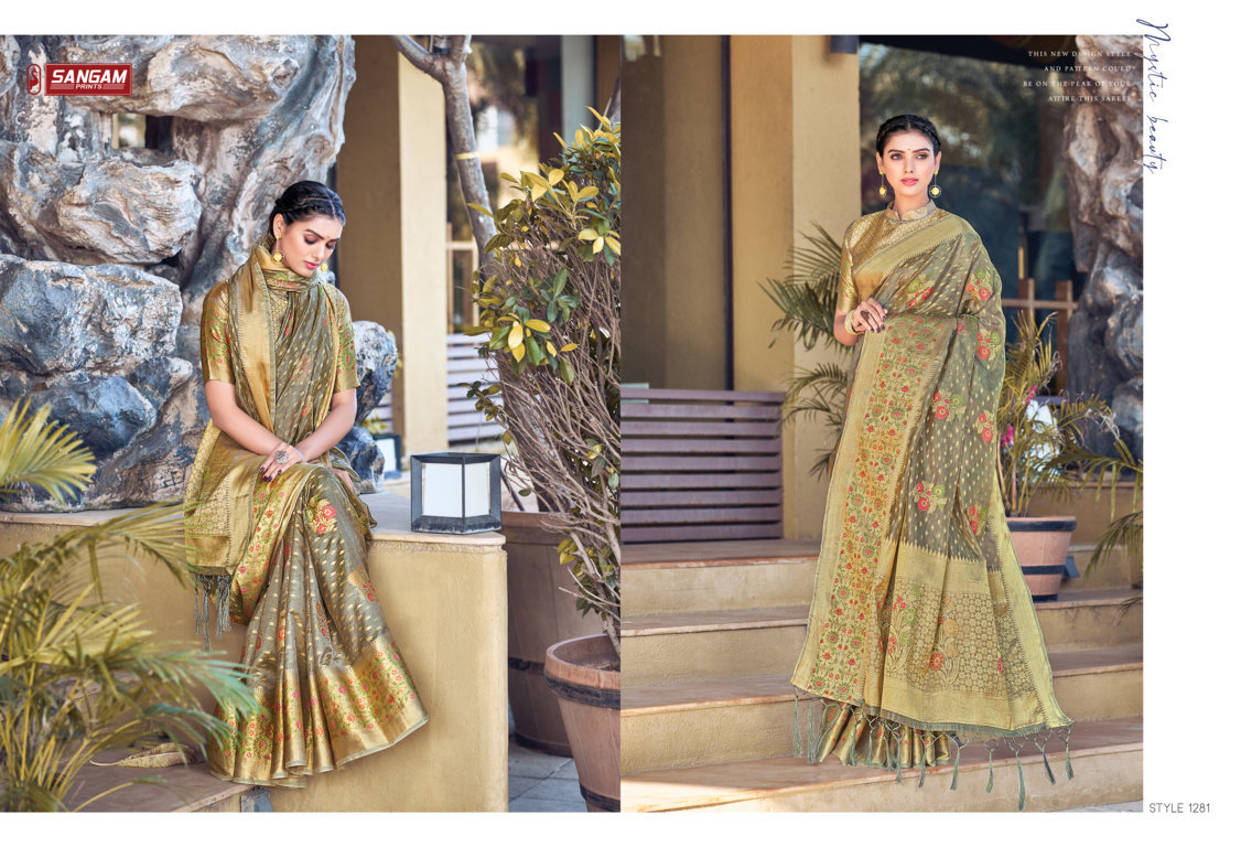 sangam print sejal organza elegant look saree catalog