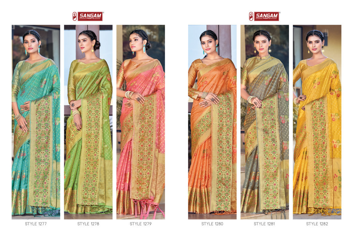 sangam print sejal organza elegant look saree catalog