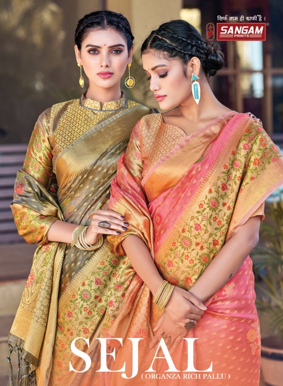 sangam print sejal organza elegant look saree catalog