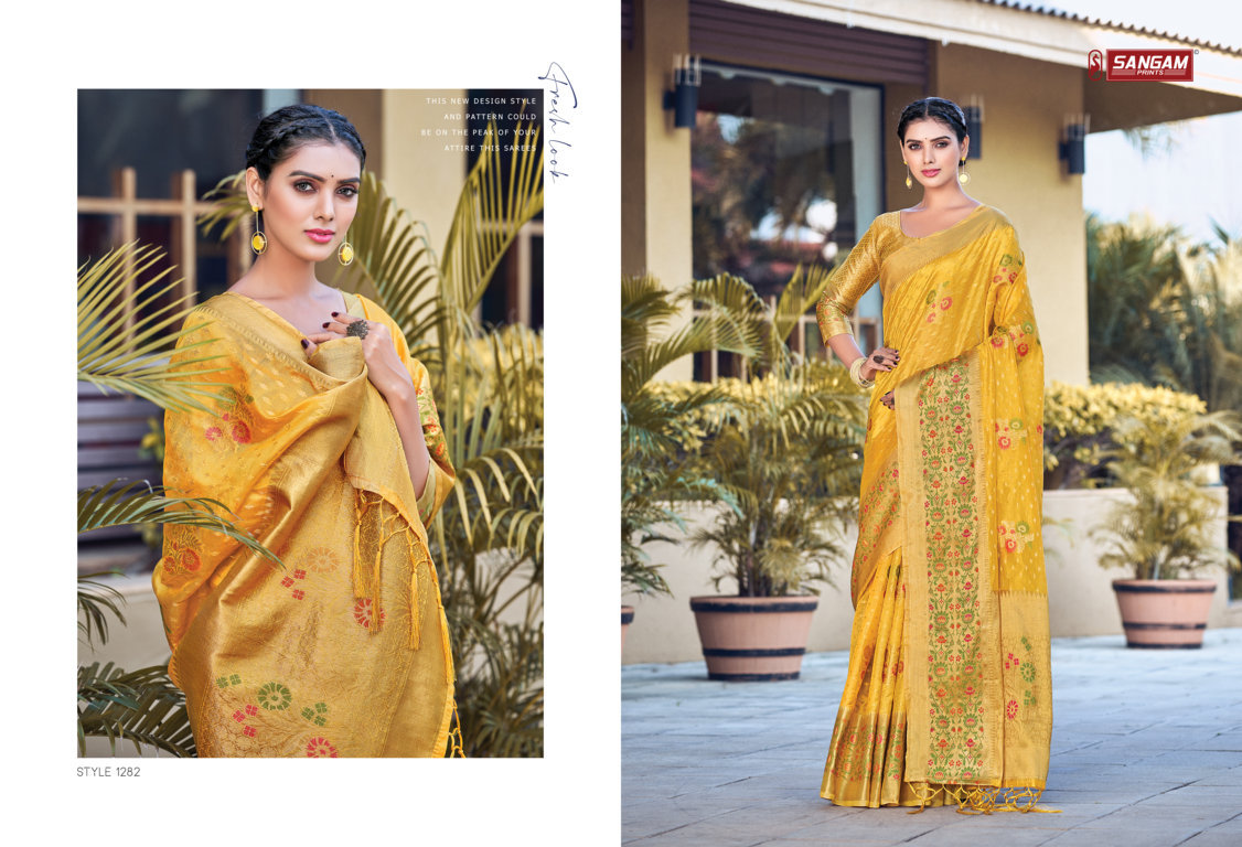 sangam print sejal organza elegant look saree catalog