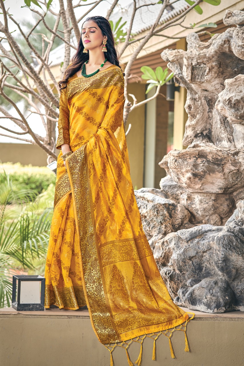 sangam print shailja organza decent look saree catalog