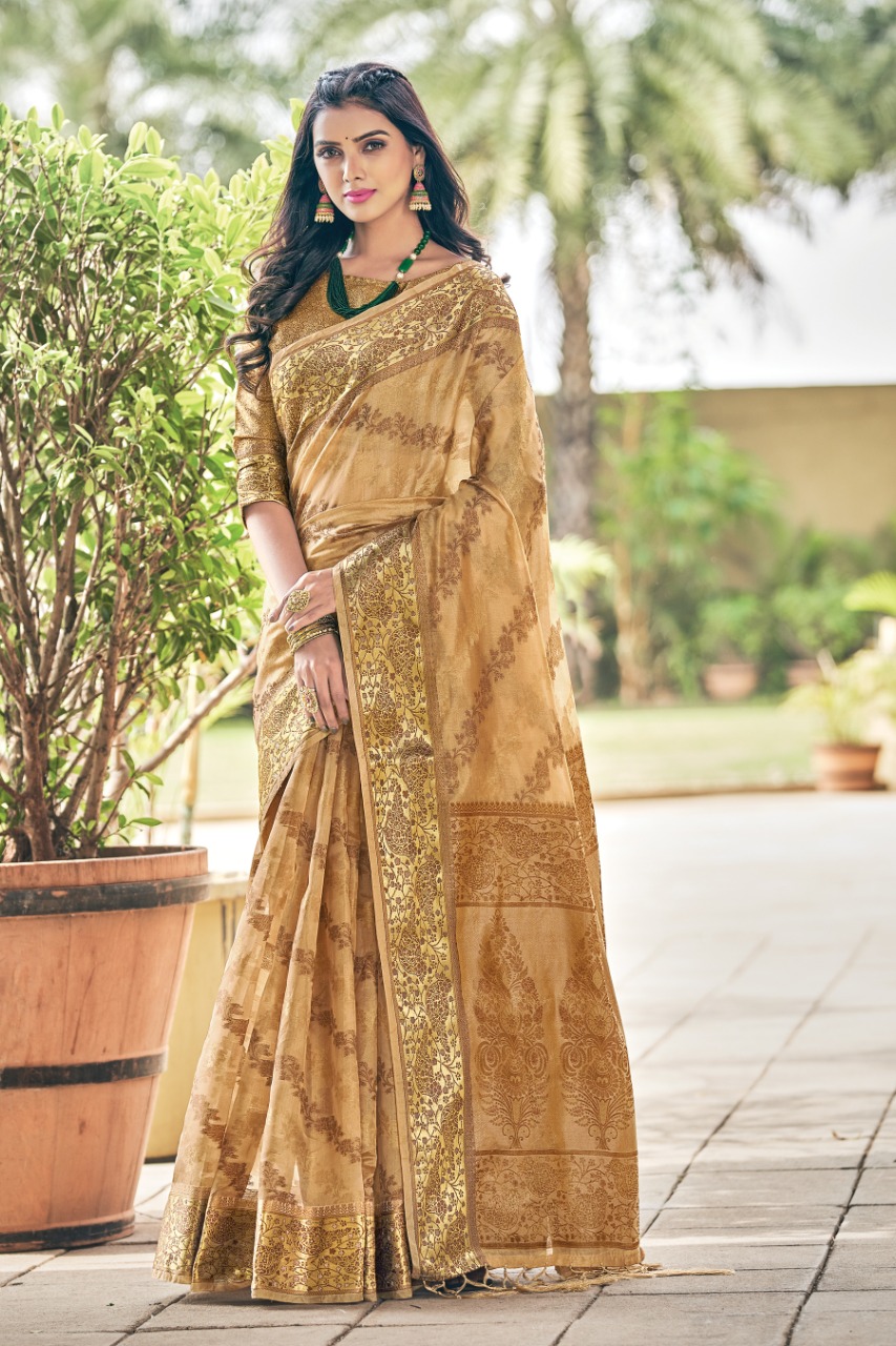 sangam print shailja organza decent look saree catalog