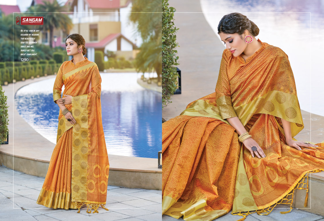 sangam print shreeya organza graceful look saree catalog