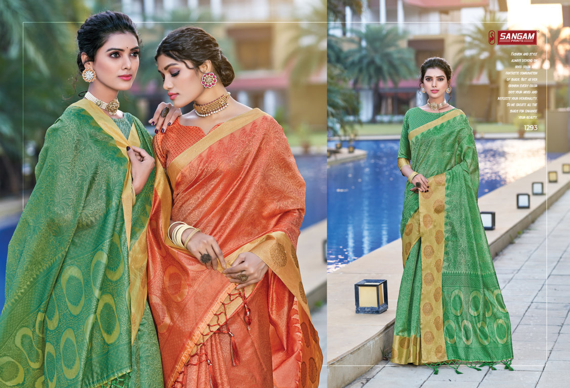 sangam print shreeya organza graceful look saree catalog