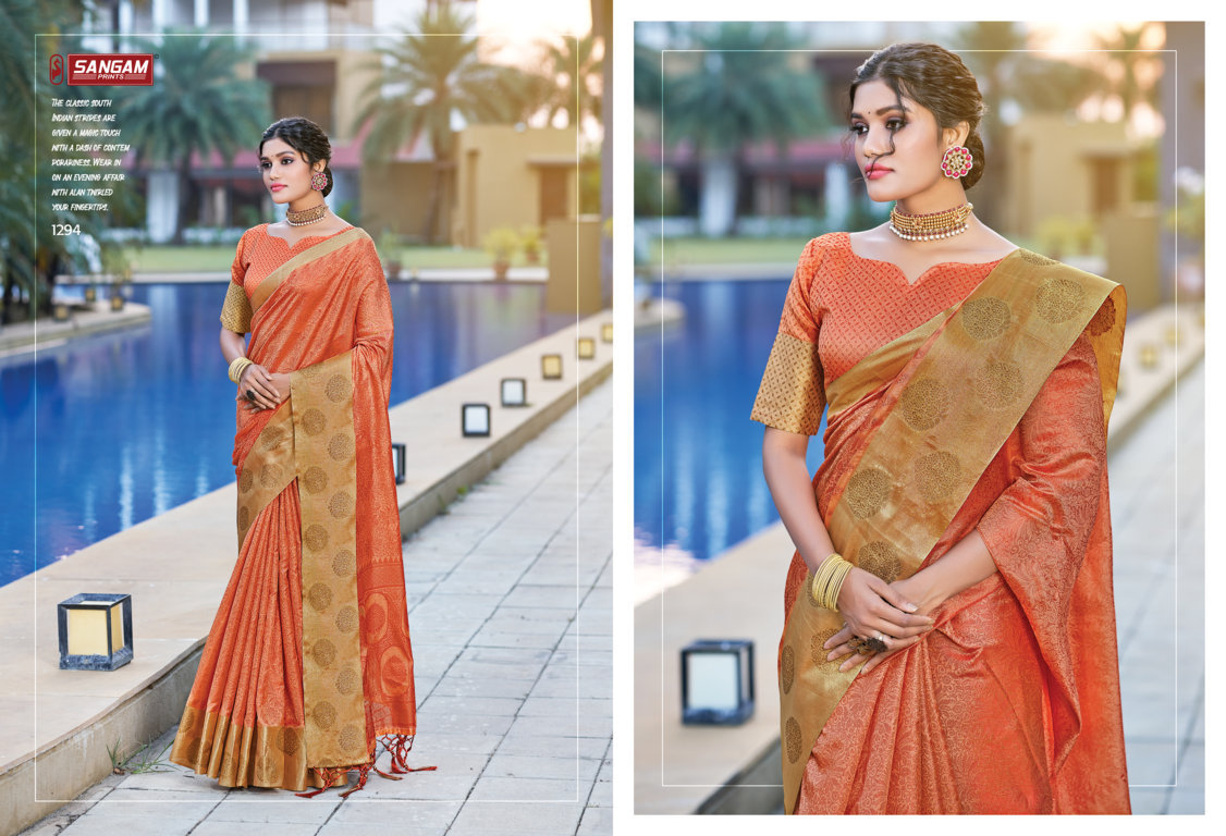 sangam print shreeya organza graceful look saree catalog