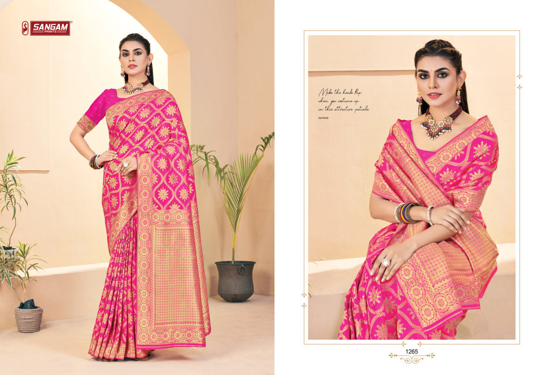 sangam print zamkudi silk  silk  graceful look saree catalog