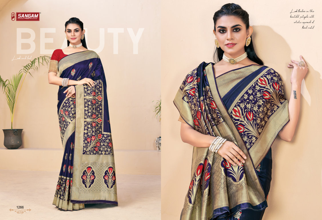 sangam print zamkudi silk  silk  graceful look saree catalog