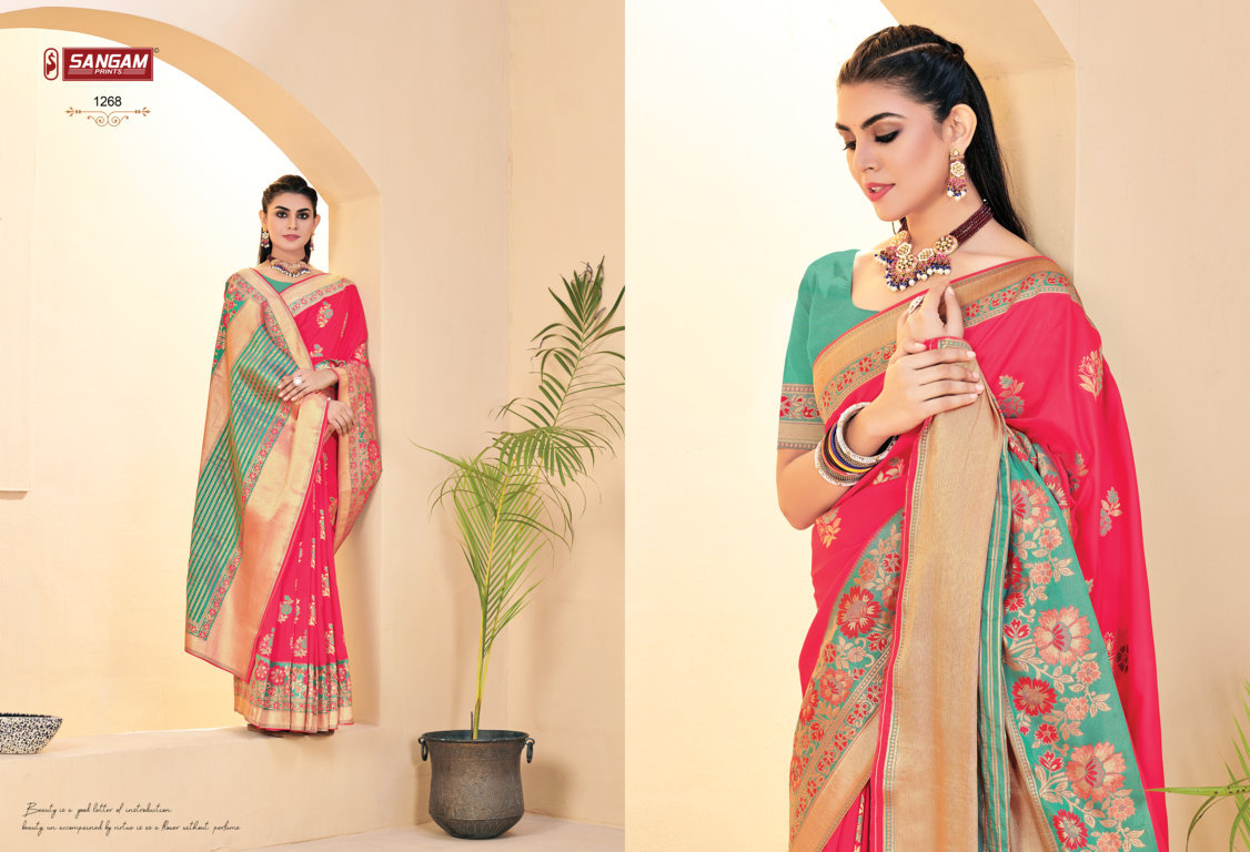 sangam print zamkudi silk  silk  graceful look saree catalog