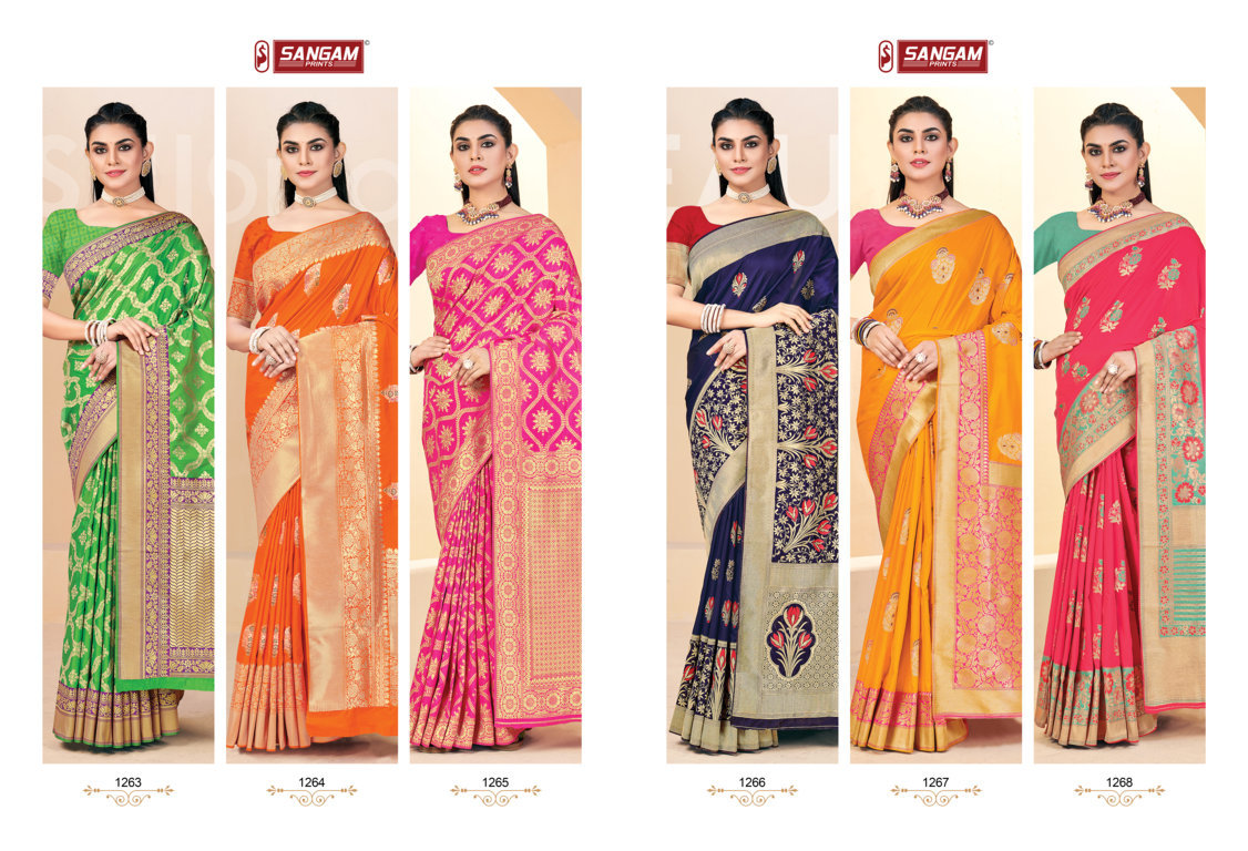 sangam print zamkudi silk  silk  graceful look saree catalog