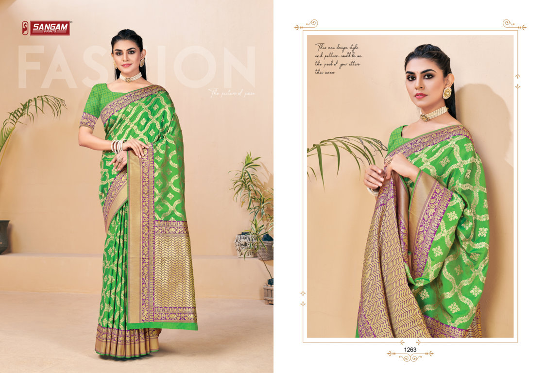 sangam print zamkudi silk  silk  graceful look saree catalog