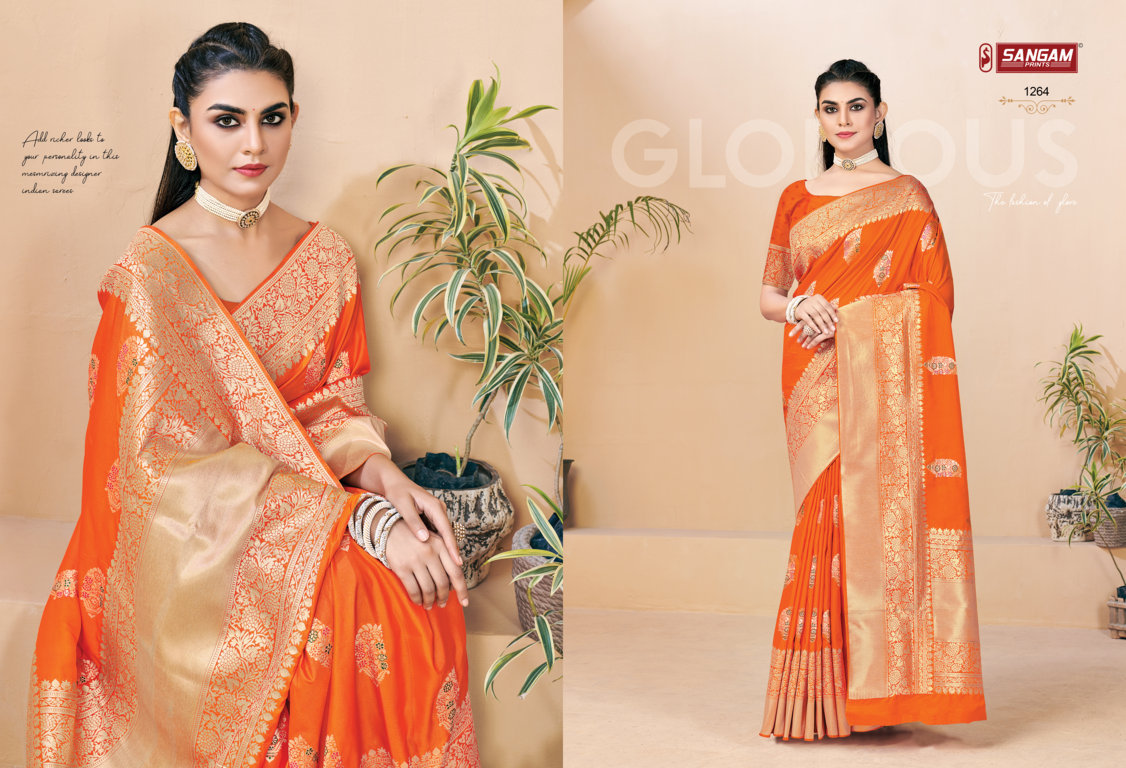 sangam print zamkudi silk  silk  graceful look saree catalog