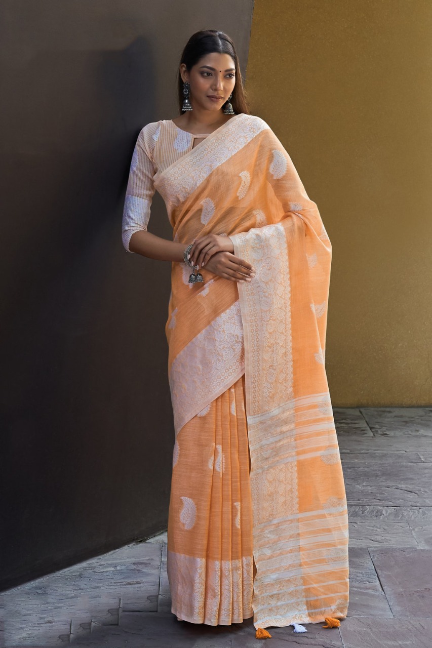 sangam prints padma linen attrective colours saree catalog