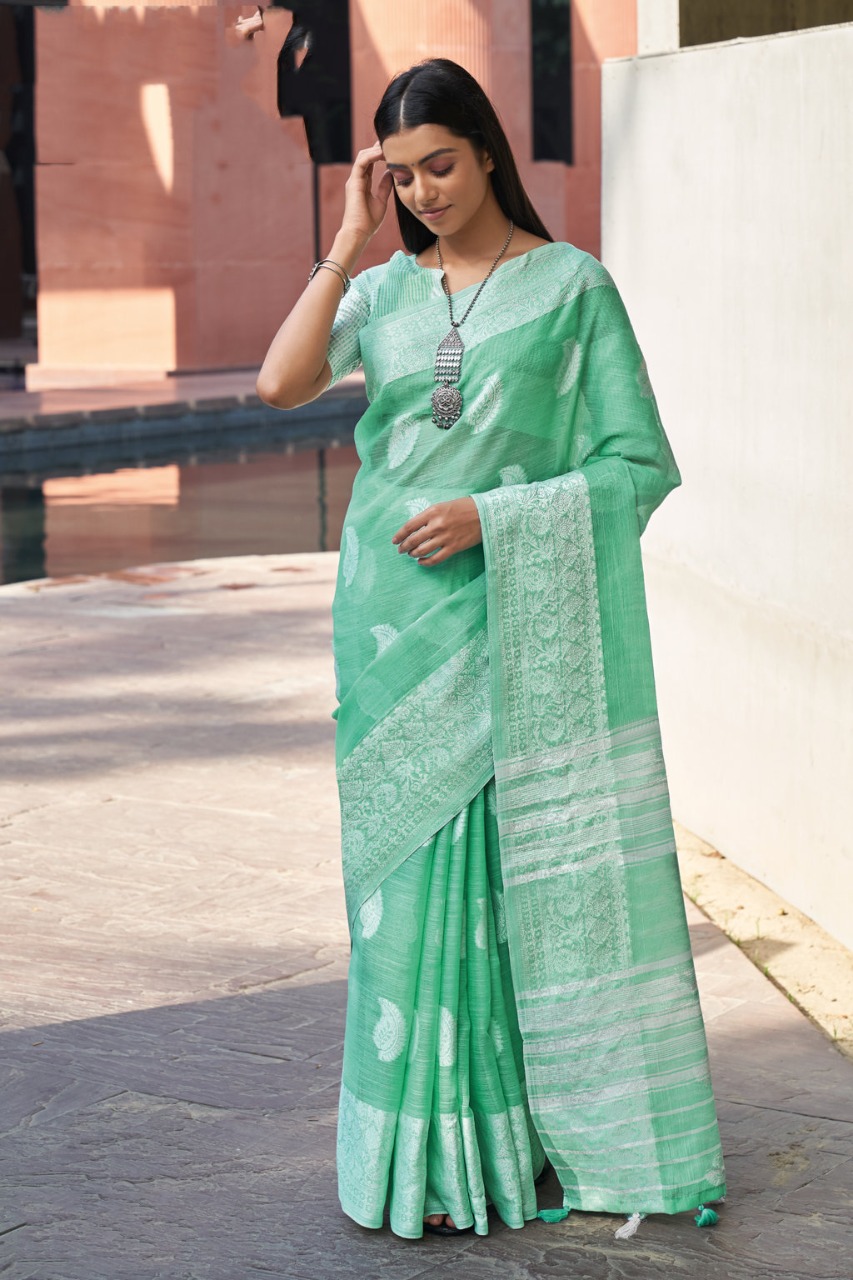 sangam prints padma linen attrective colours saree catalog