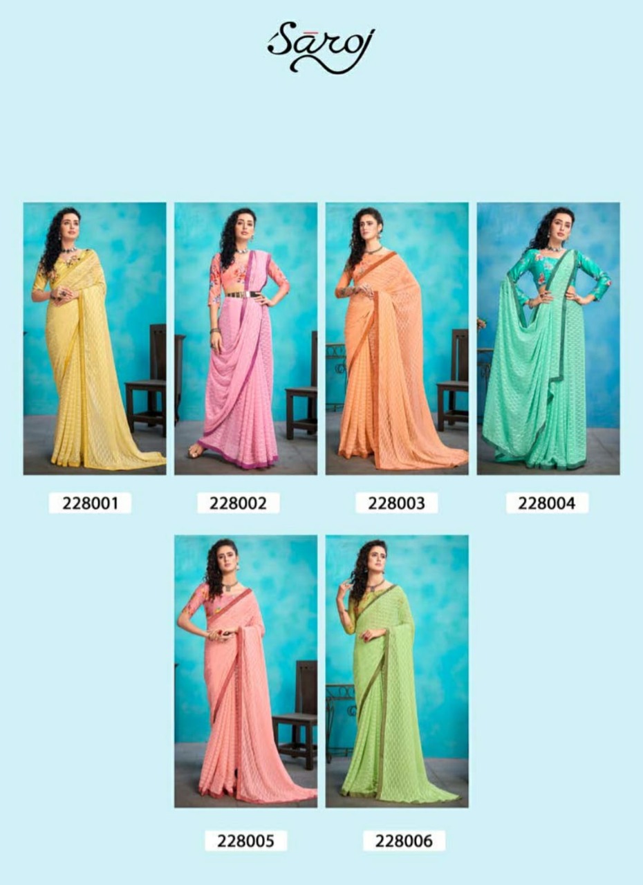 saroj saree anjali weightless georgette exclusive print saree catalog