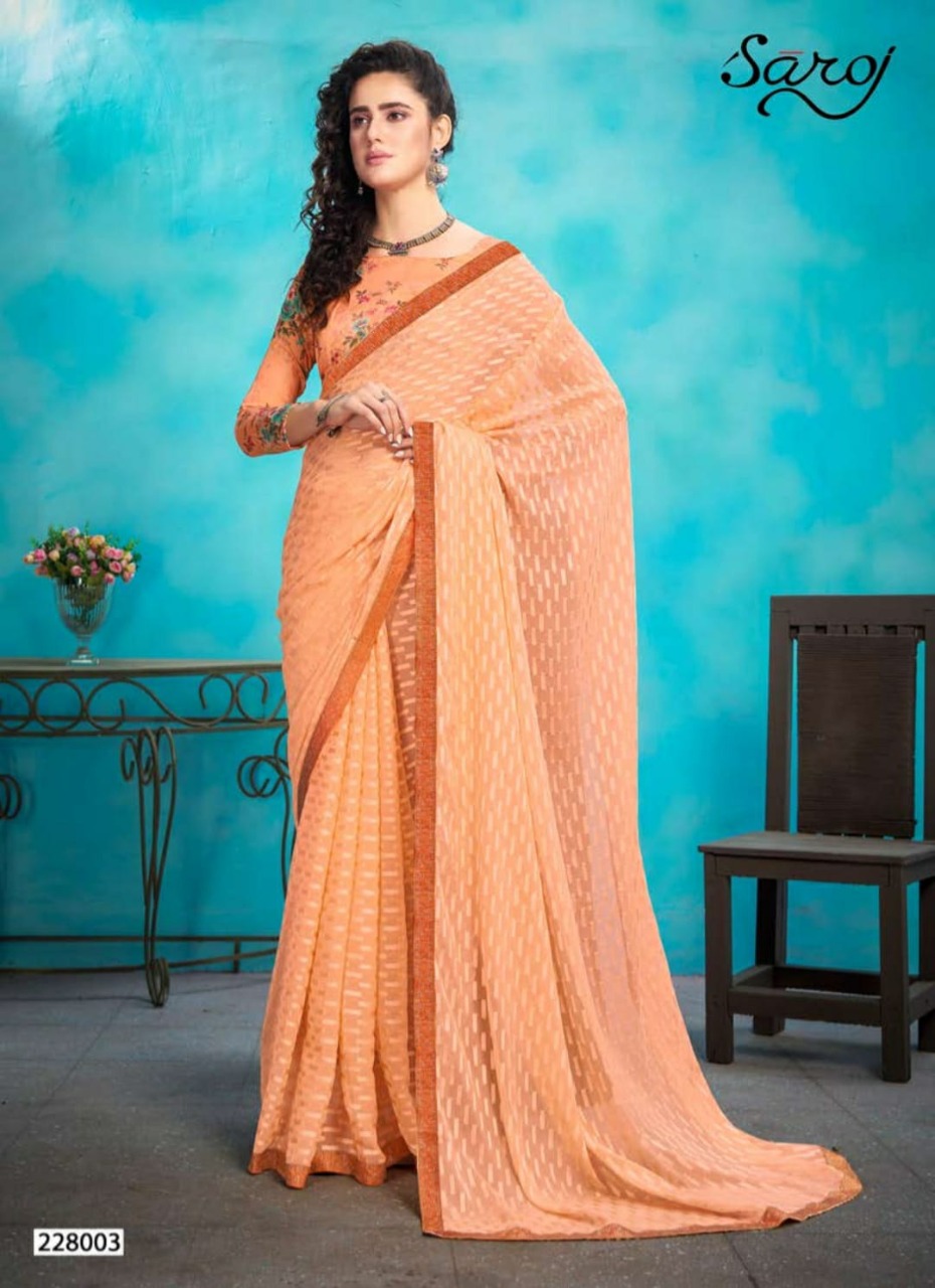 saroj saree anjali weightless georgette exclusive print saree catalog