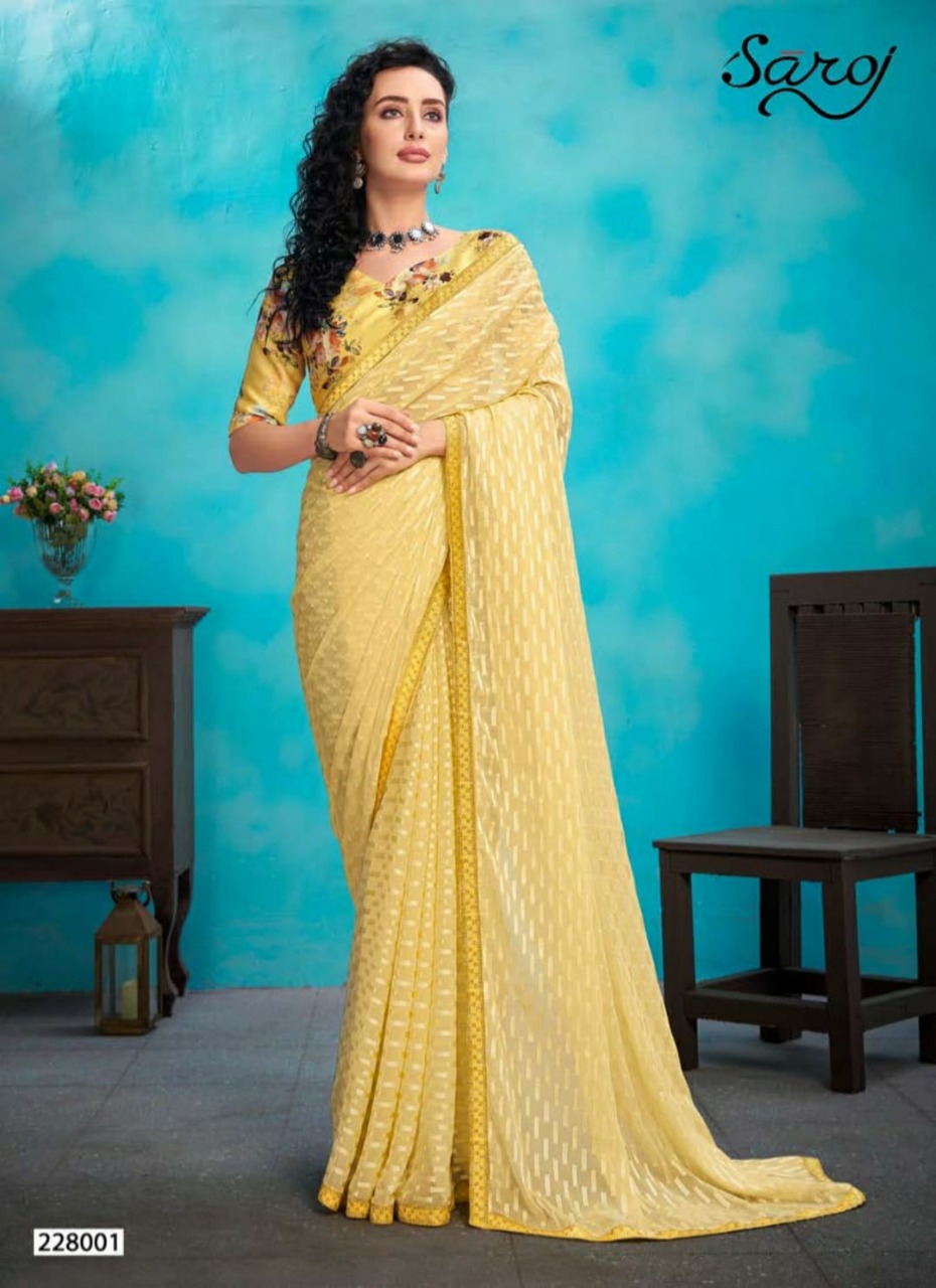 saroj saree anjali weightless georgette exclusive print saree catalog