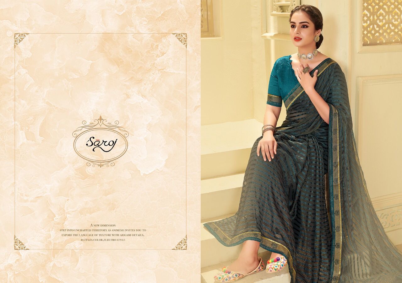 saroj saree Bell Bottom Weightless gorgeous look saree catalog