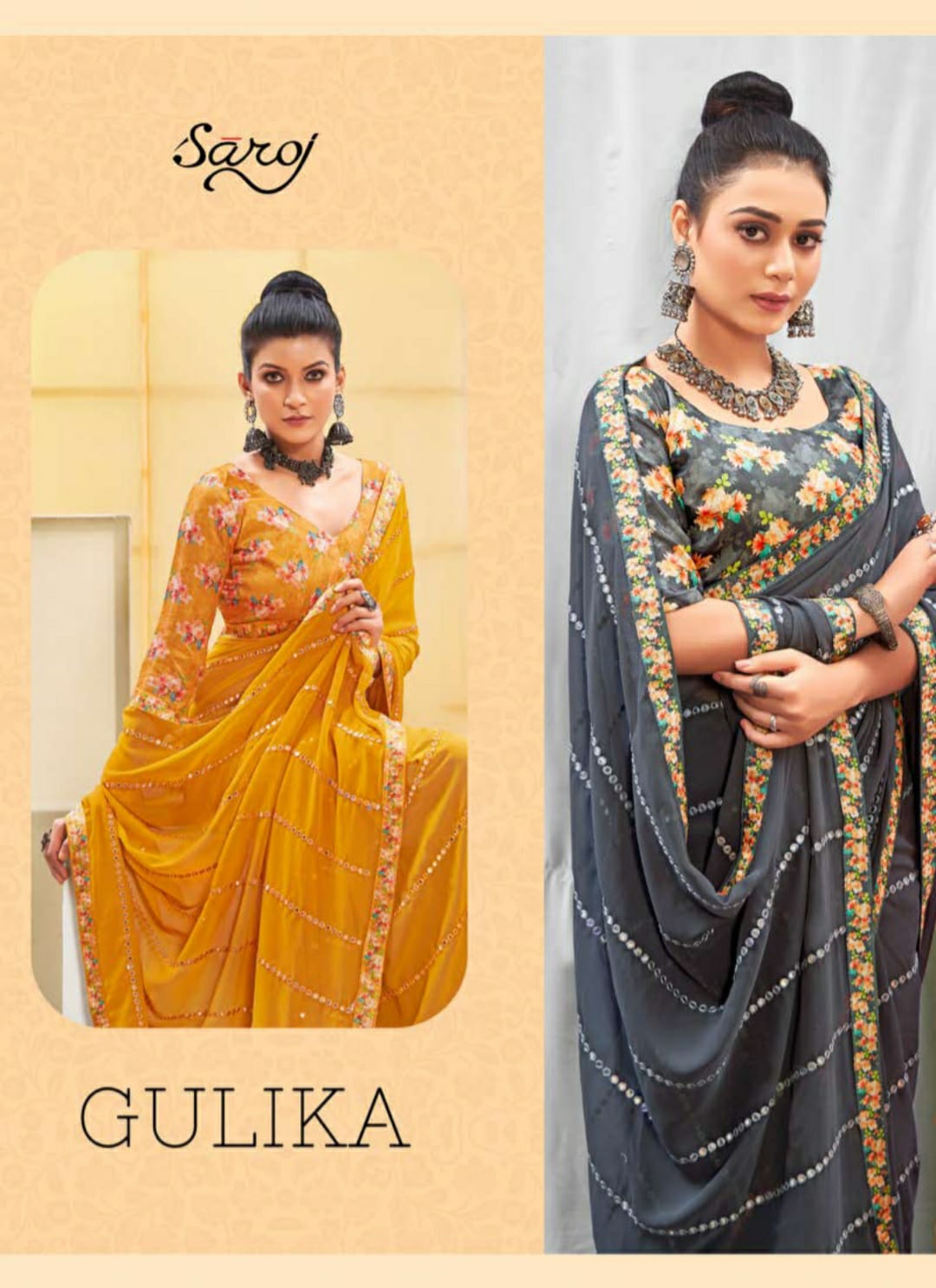 saroj saree gulika georgette exclusive print saree catalog