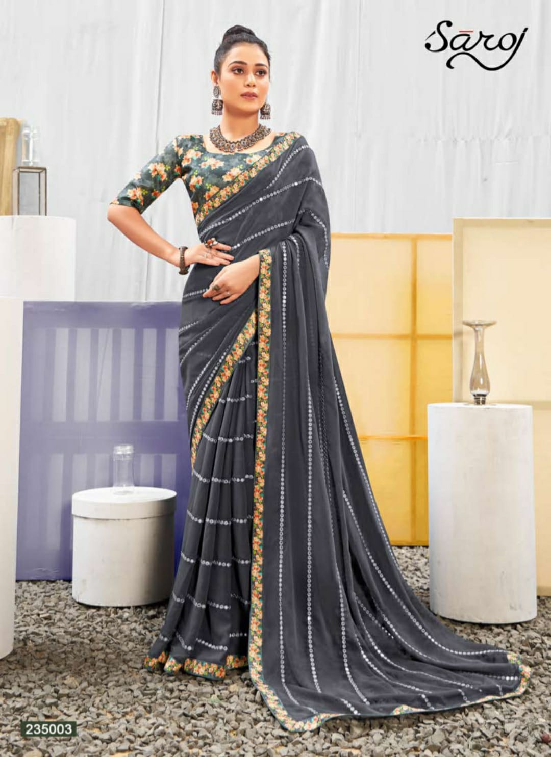 saroj saree gulika georgette exclusive print saree catalog