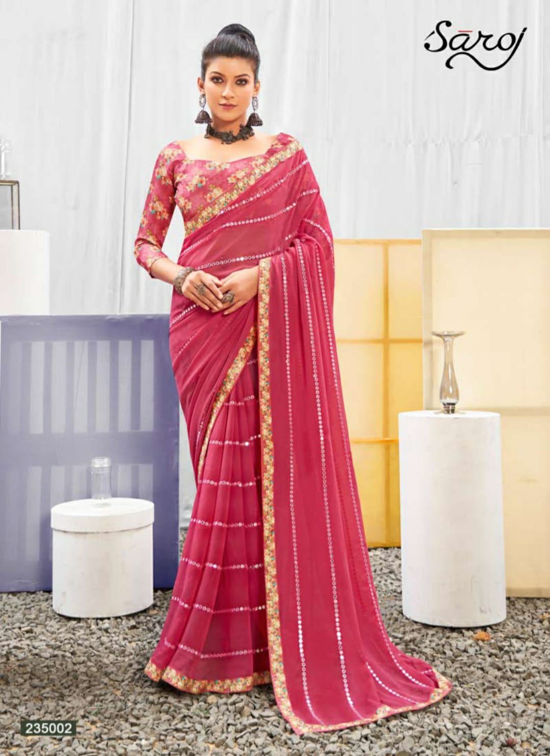 saroj saree gulika georgette exclusive print saree catalog