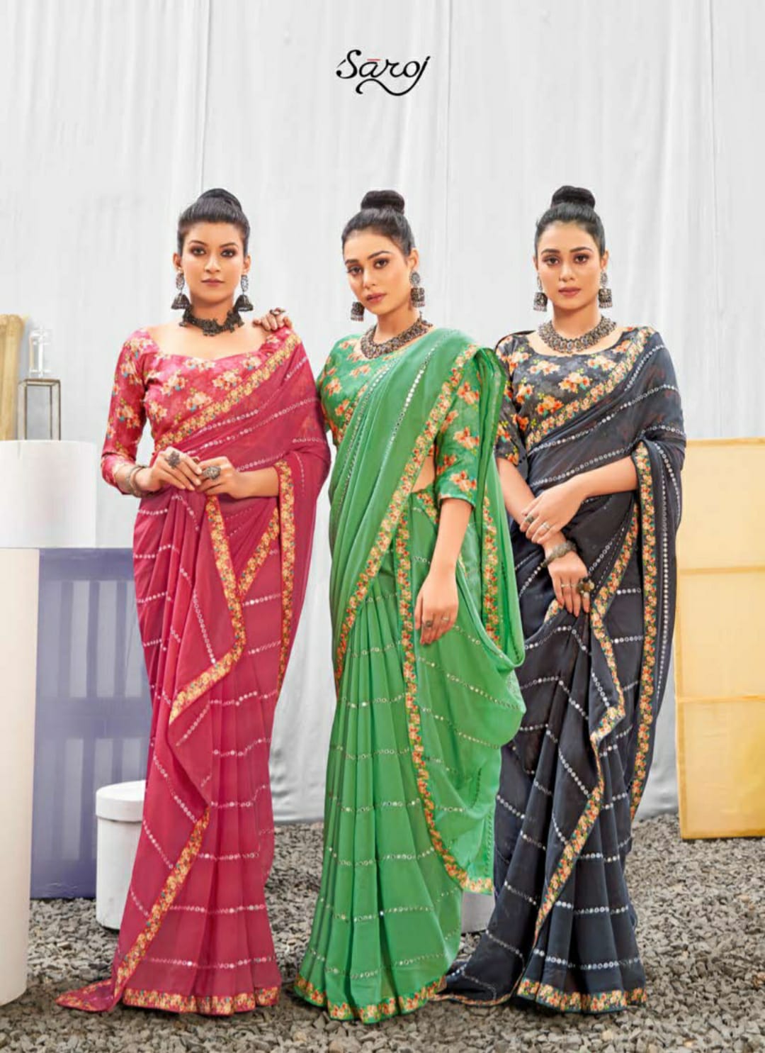 saroj saree gulika georgette exclusive print saree catalog