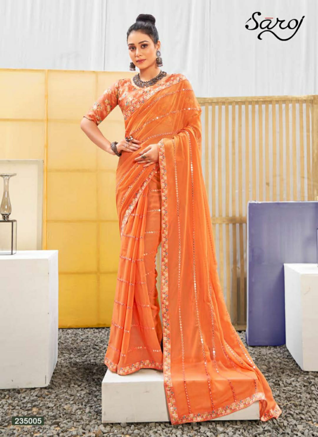 saroj saree gulika georgette exclusive print saree catalog