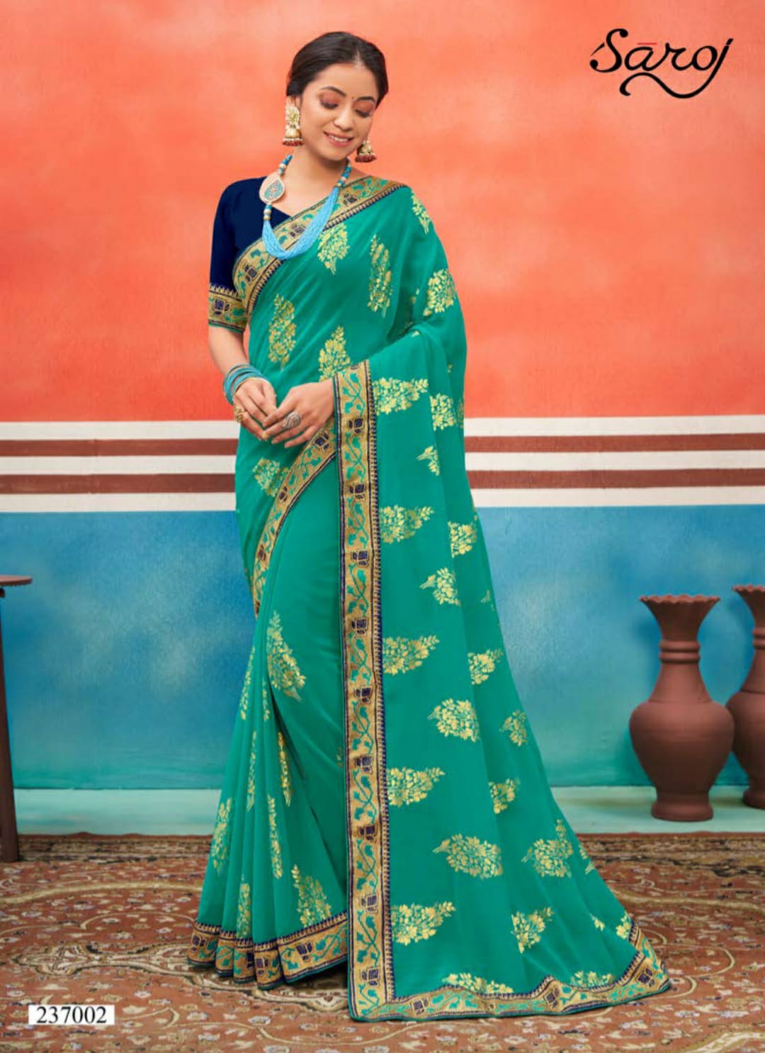 saroj saree Panch Ratna georgette attractive print saree catalog