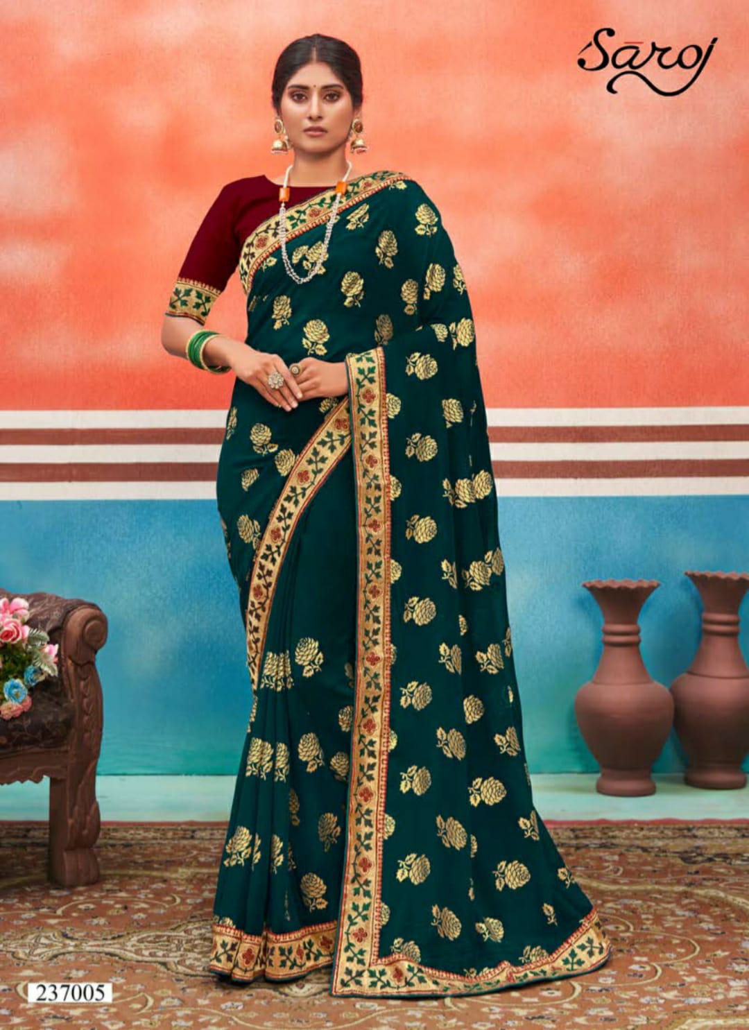 saroj saree Panch Ratna georgette attractive print saree catalog