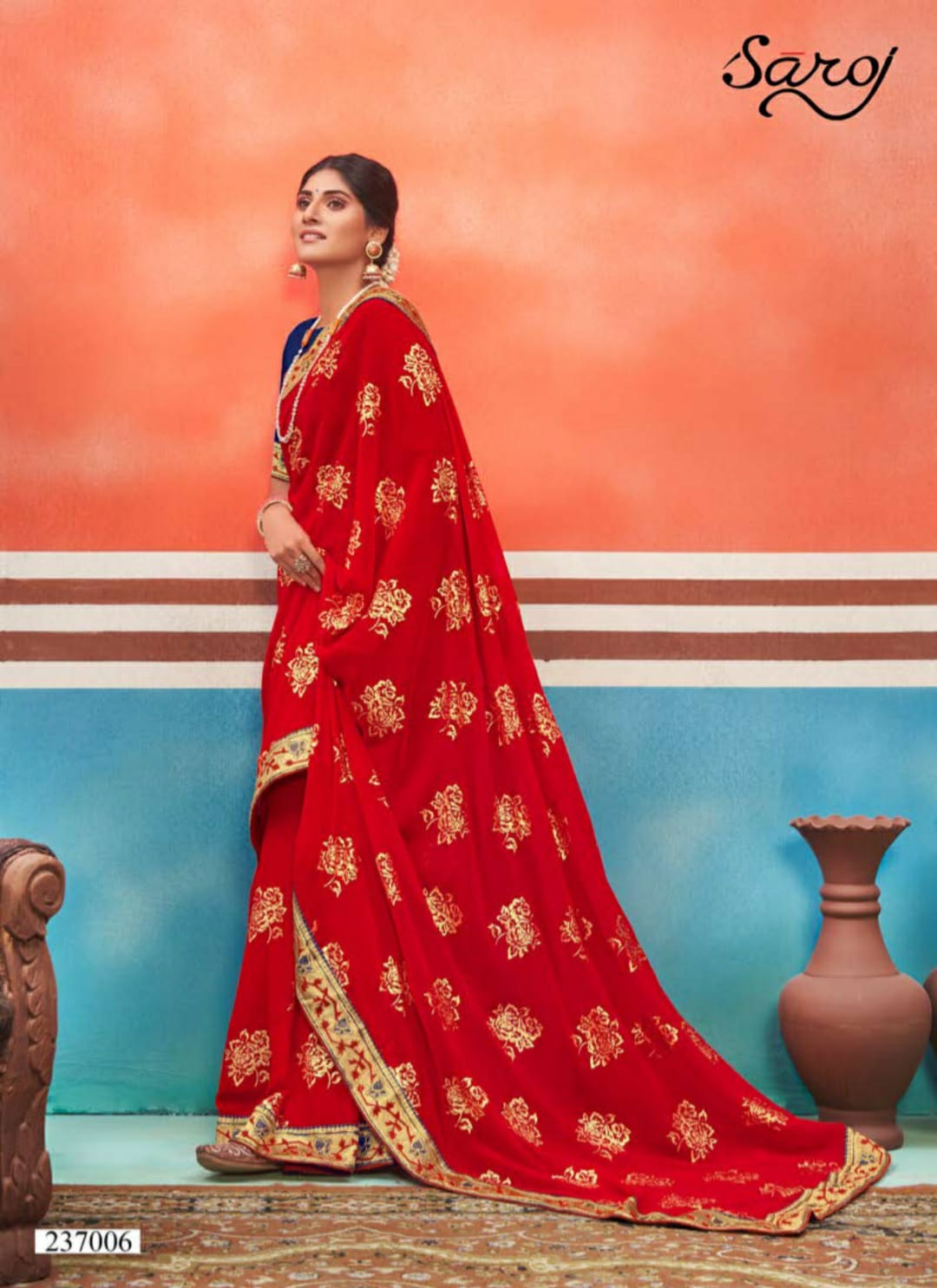 saroj saree Panch Ratna georgette attractive print saree catalog