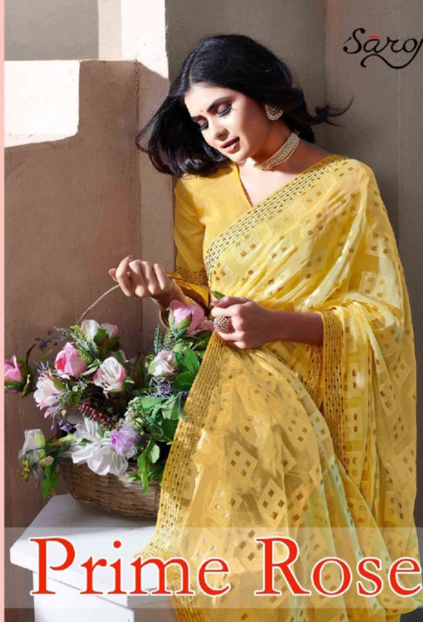 saroj saree prime rose georgette attractive saree catalog