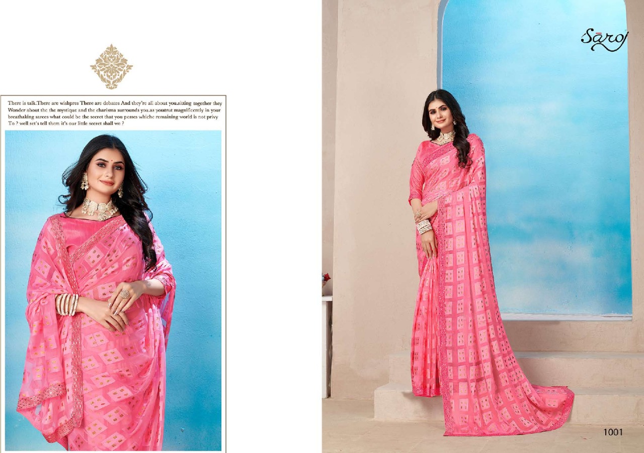 saroj saree prime rose georgette attractive saree catalog