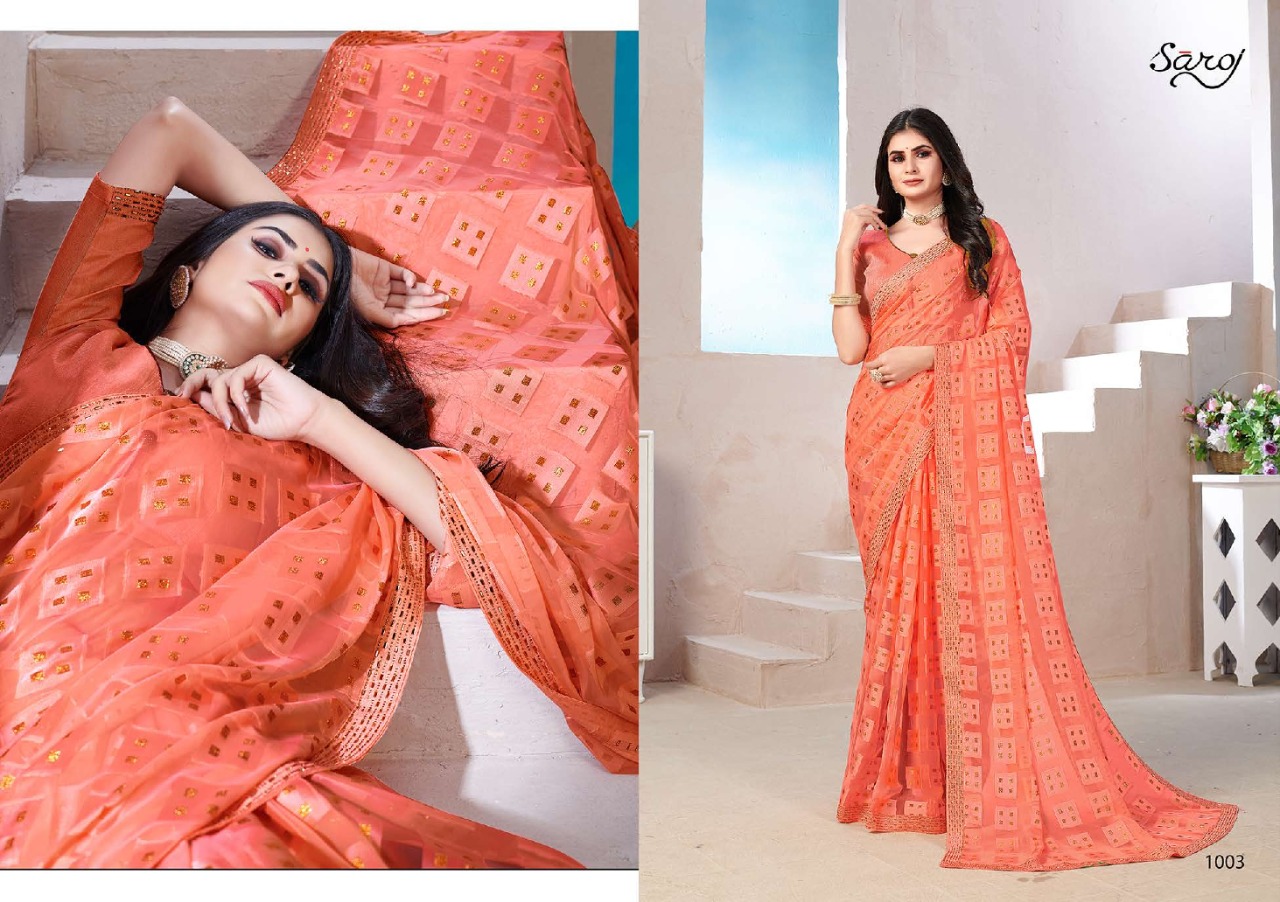 saroj saree prime rose georgette attractive saree catalog