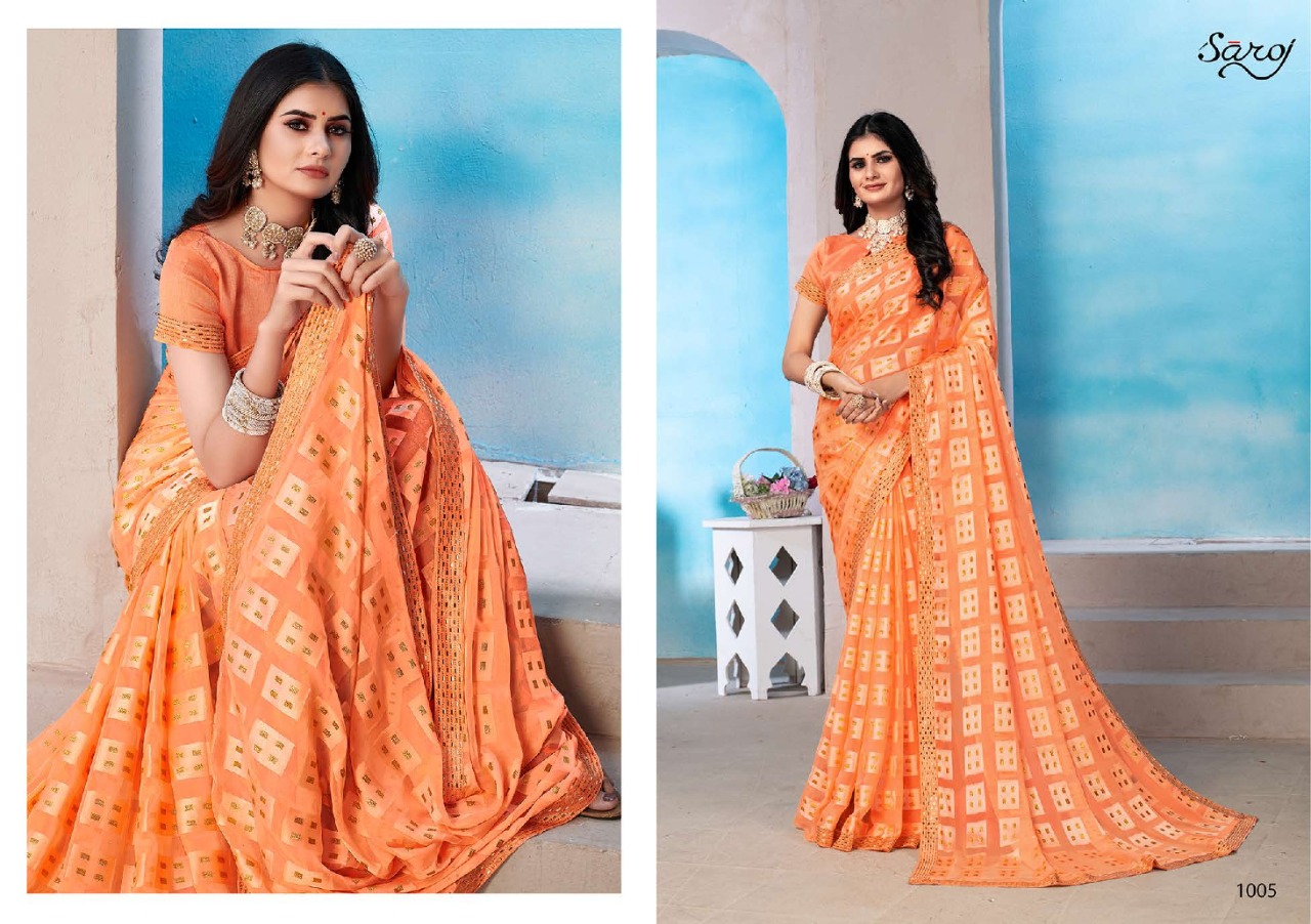 saroj saree prime rose georgette attractive saree catalog