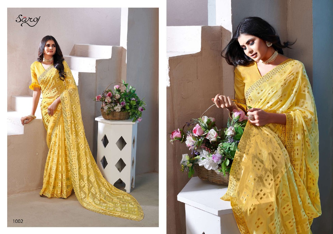 saroj saree prime rose georgette attractive saree catalog