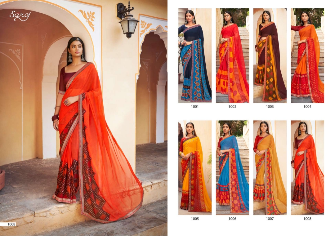 saroj saree sarangi georgette attractive saree catalog