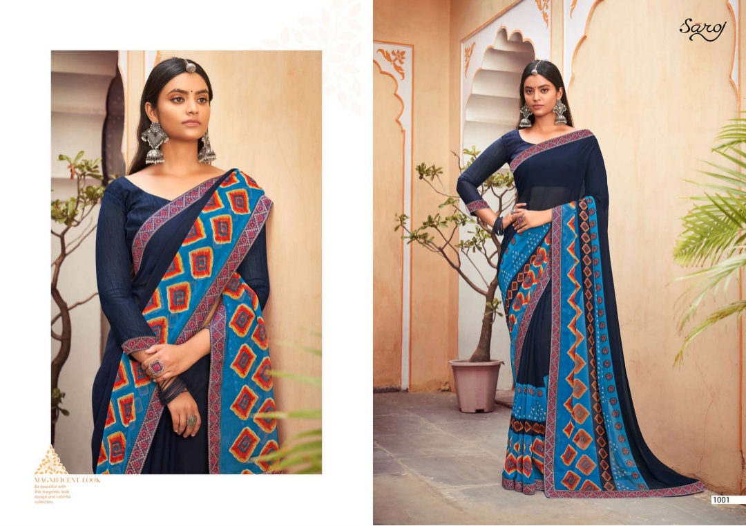 saroj saree sarangi georgette attractive saree catalog