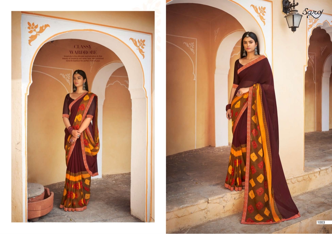 saroj saree sarangi georgette attractive saree catalog