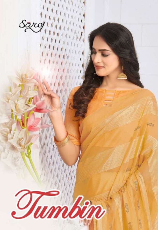 saroj saree Tumbin georgette attractive print saree catalog