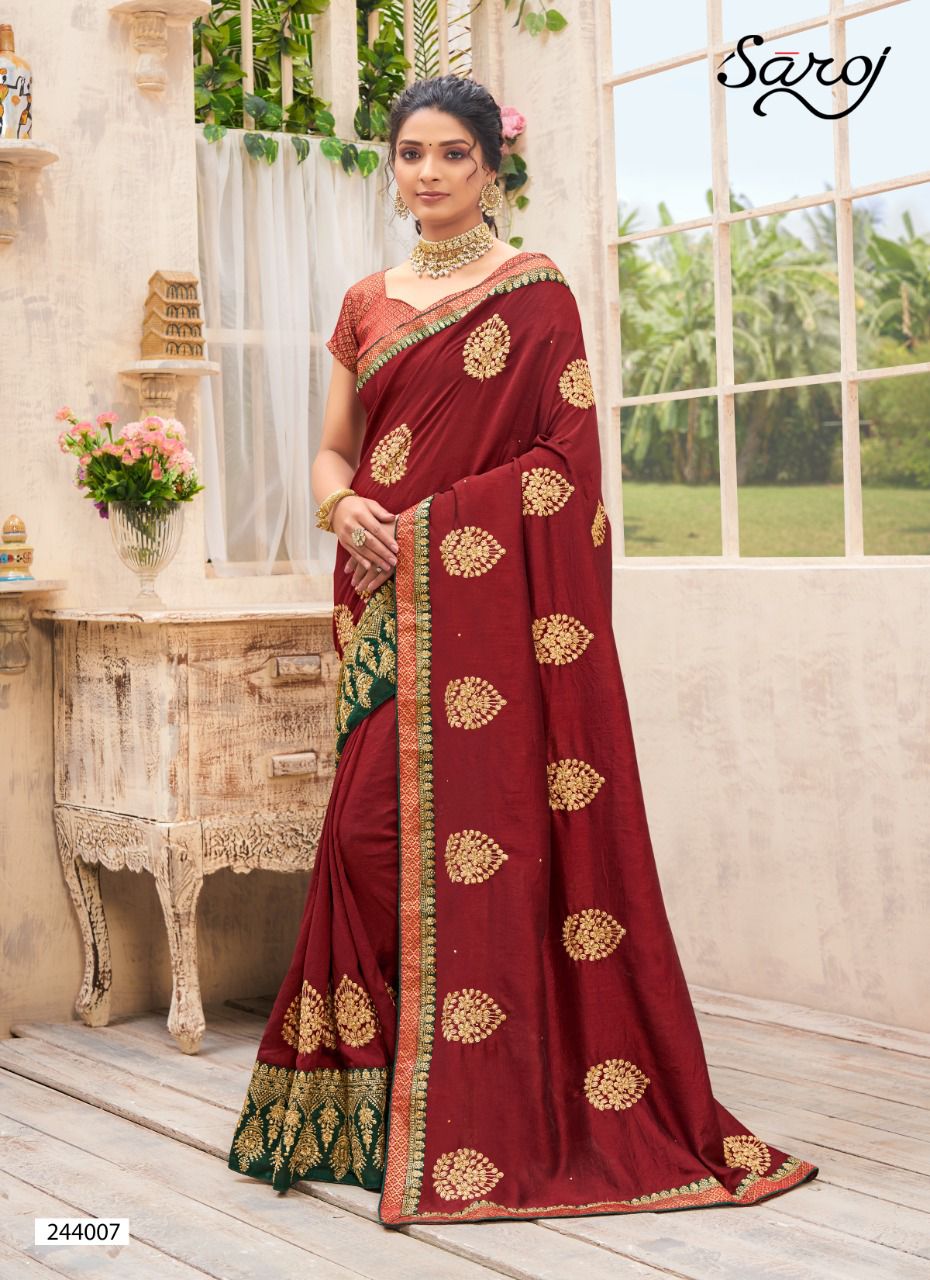 saroj saree vasundara vichitra silk classic trendy look saree catalog