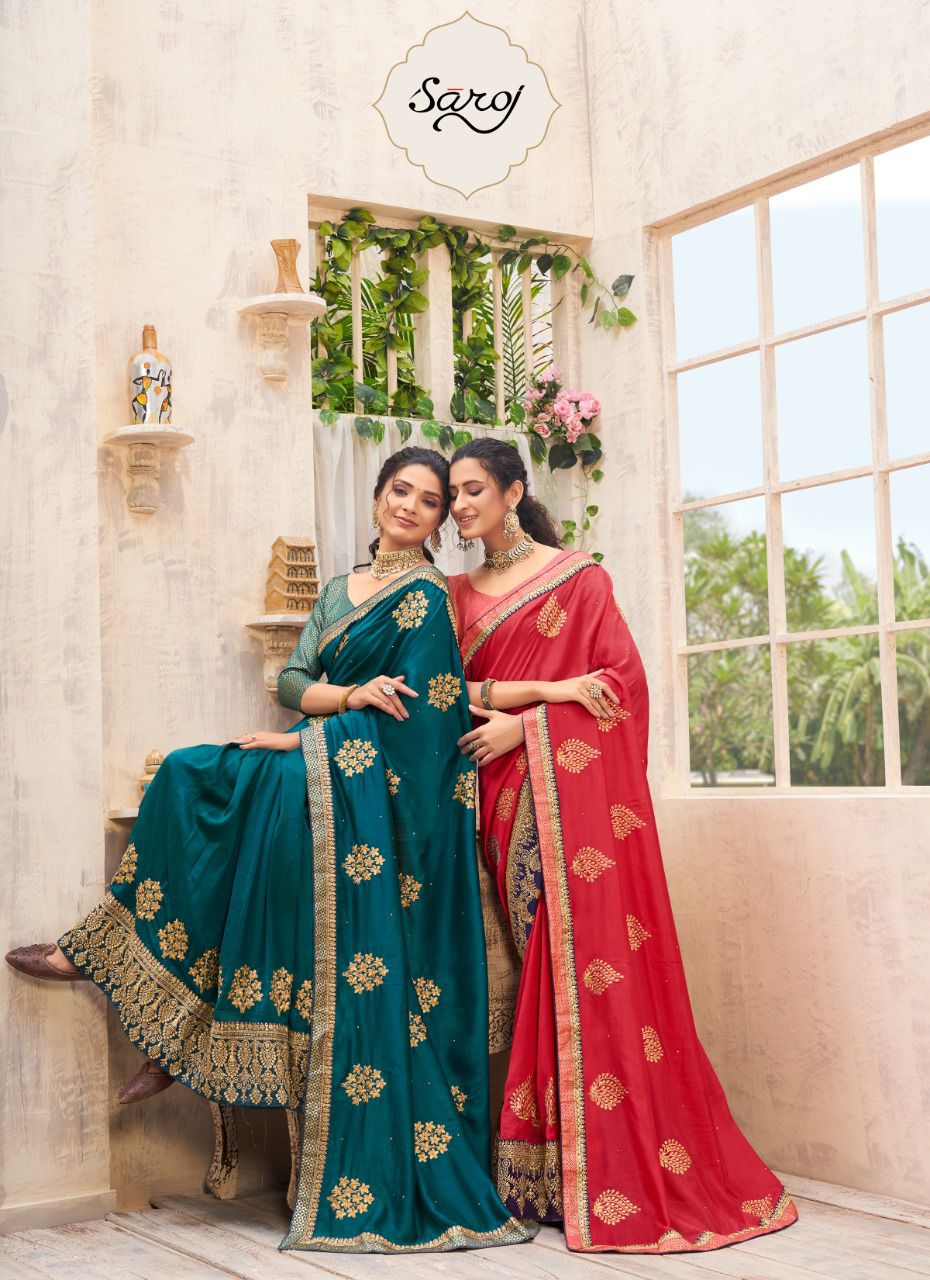 saroj saree vasundara vichitra silk classic trendy look saree catalog