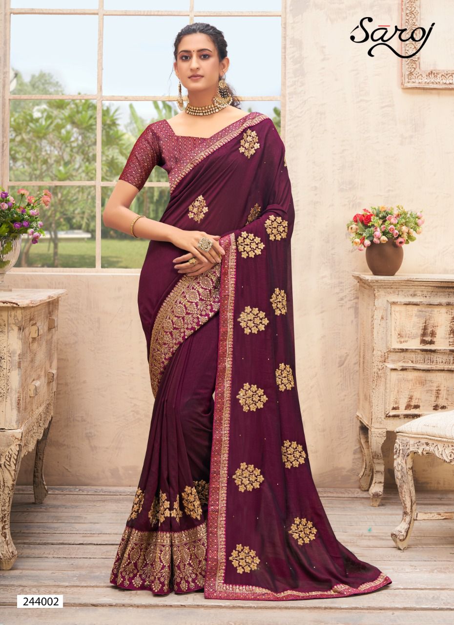 saroj saree vasundara vichitra silk classic trendy look saree catalog