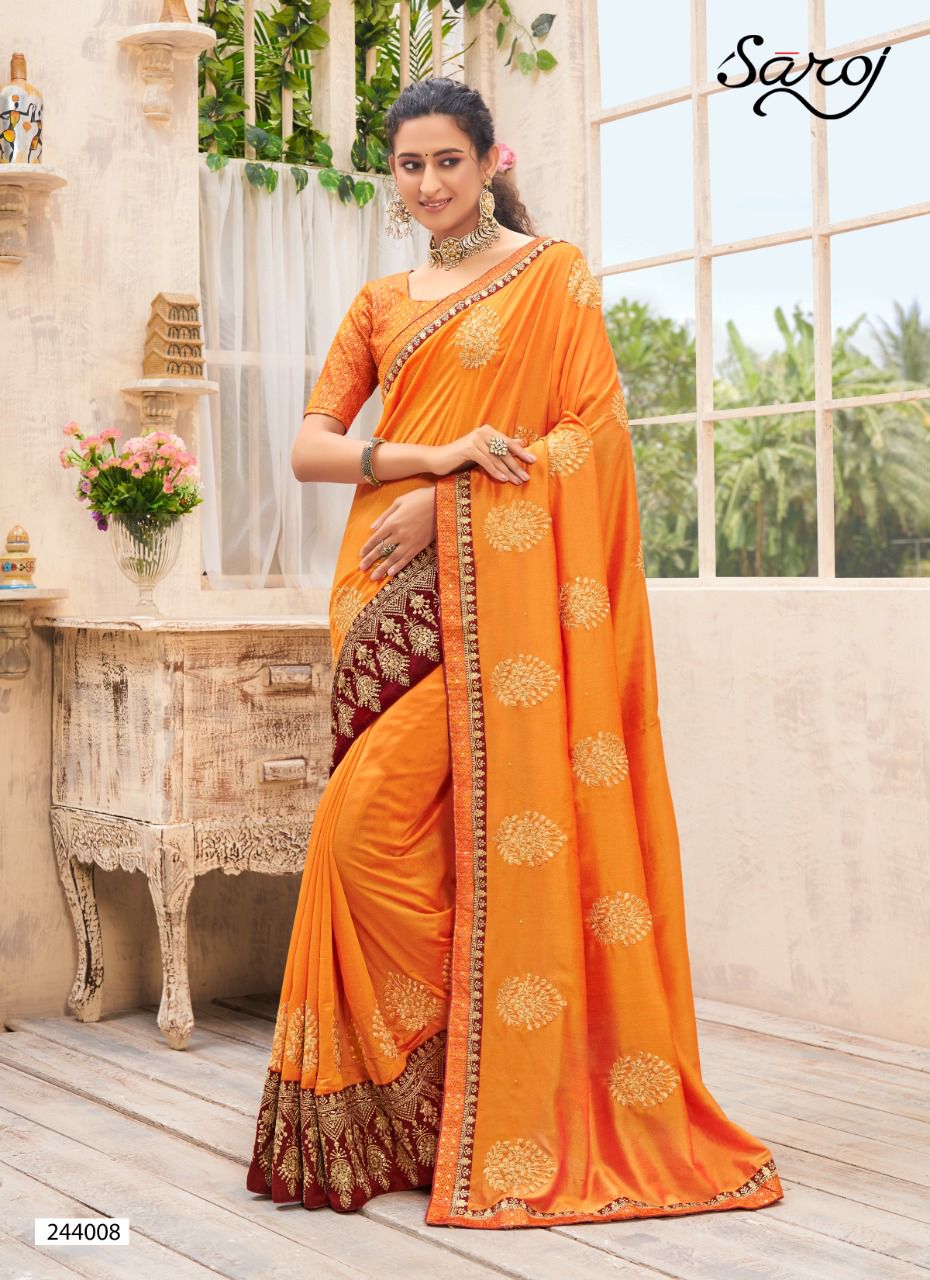 saroj saree vasundara vichitra silk classic trendy look saree catalog