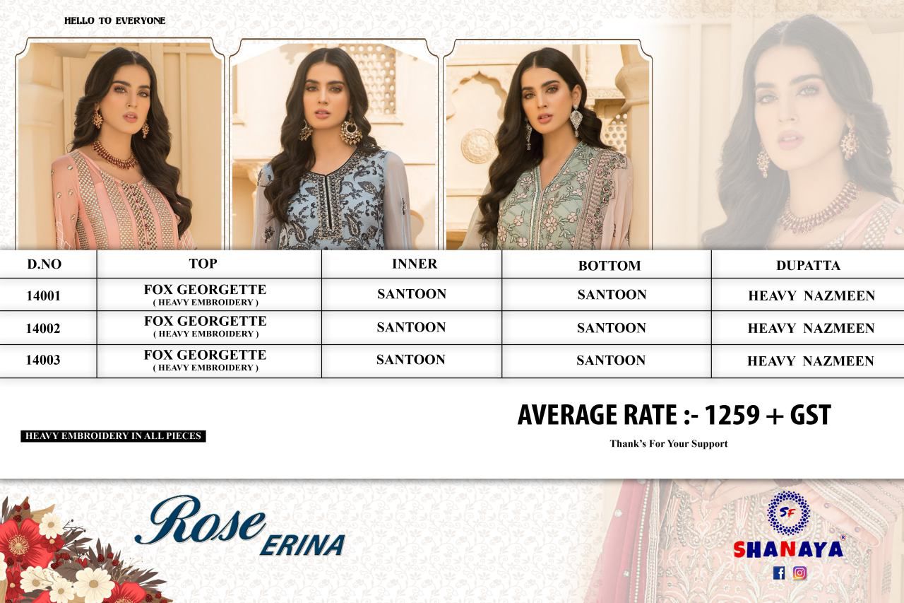 shanaya rose erina georgette gorgeous look salwar suit catalog